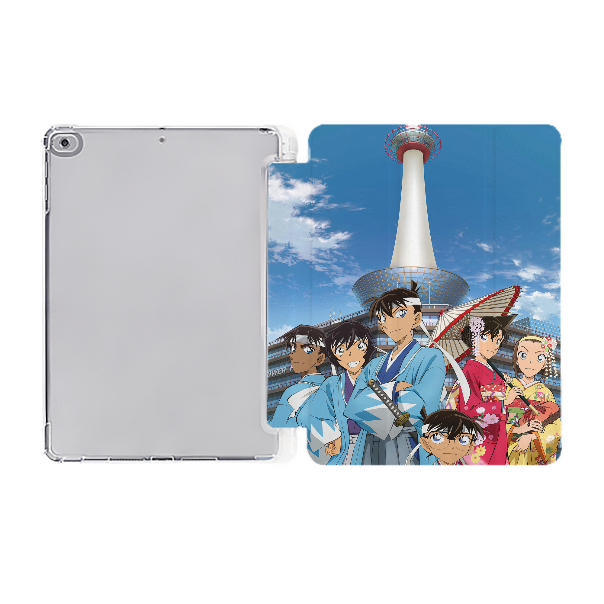 （画像用） 名探偵コナン Detective Conan IPad ケース ペン収納付き 三つ折りスタンド PUレザー×シリコン 対応機種9.5/10.5/10.9インチ